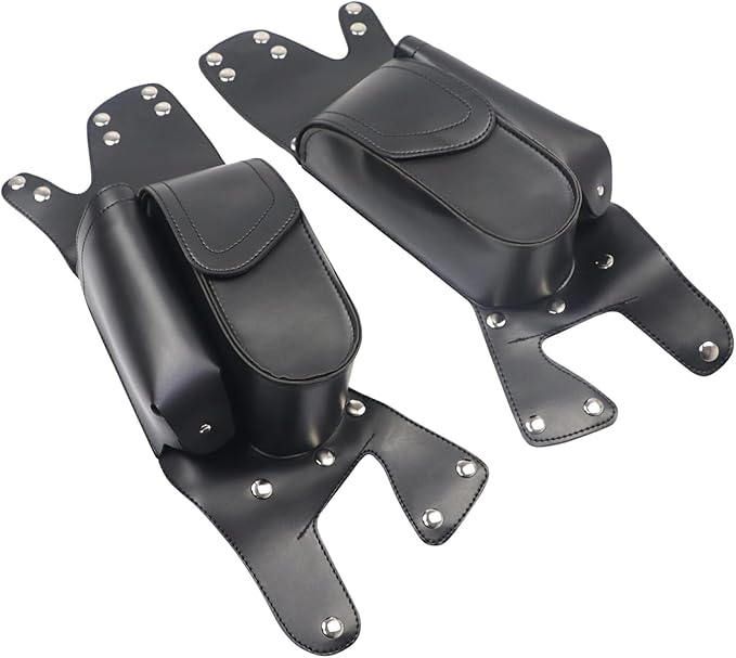Motorcycle PU Leather Left Right Side Saddlebag Guard Bag with Water Drink Bottle Holder For Harley Touring Electra Street Tri Glide Road King Glide 1983-2023