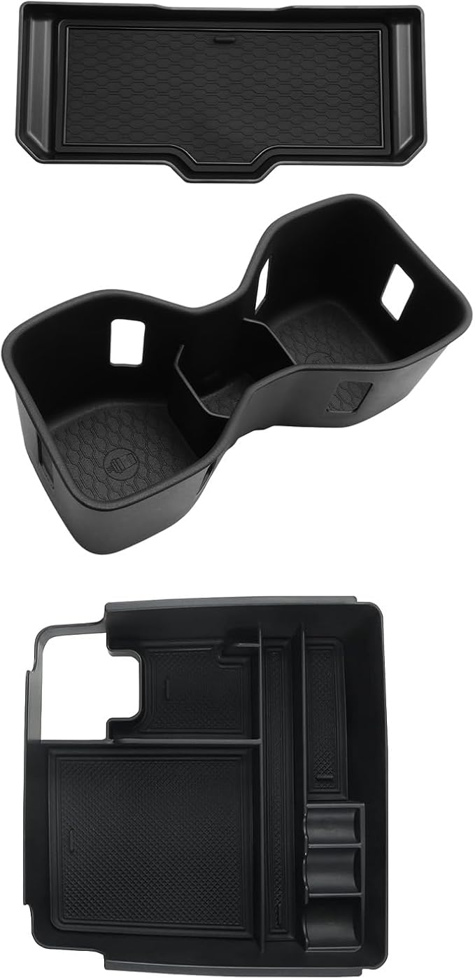 LUWU 2026 Frontier Accessories for 2022 2023 2024 2025 2026 Frontier S/SV/Pro-X/Pro-4X/SL Accessories Front Center Console Tray, Armrest Storage Box Center Console Organizer Cup Holder Black 3-Pack