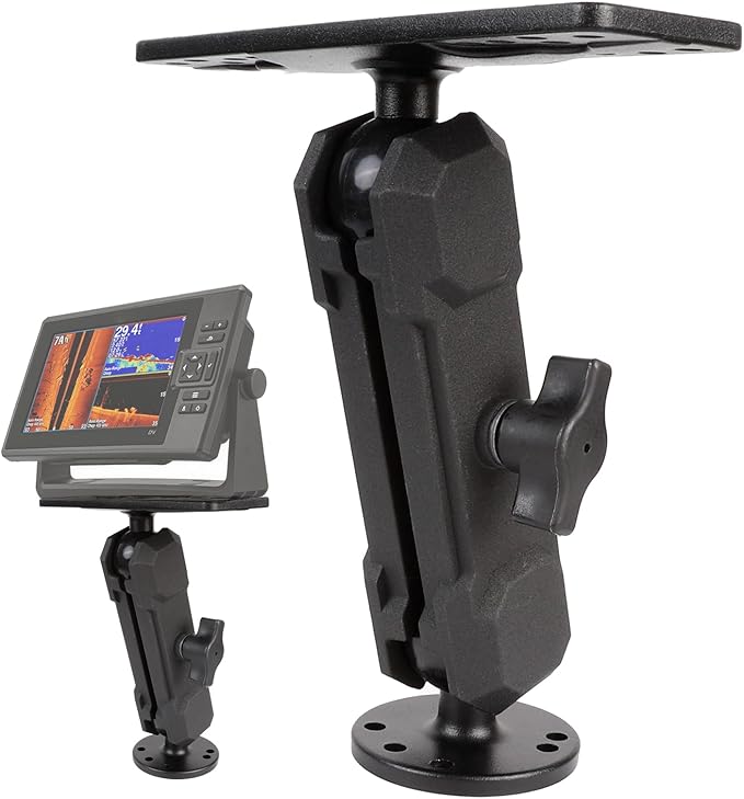 Aluminum Alloy Fish Finder Mount with C Size 1.5" / 38mm Ball, 5.9" Arm Marine Electronic Mount Compatible with Garmin,Humminbird, Lowrance and More