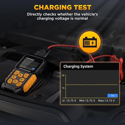 BT460 12 24v Car Battery Tester 30-2000 CCA Battery Load Tester Automotive Battery Tester with Cranking Charging System Test,2.8" Color Display and Data Review