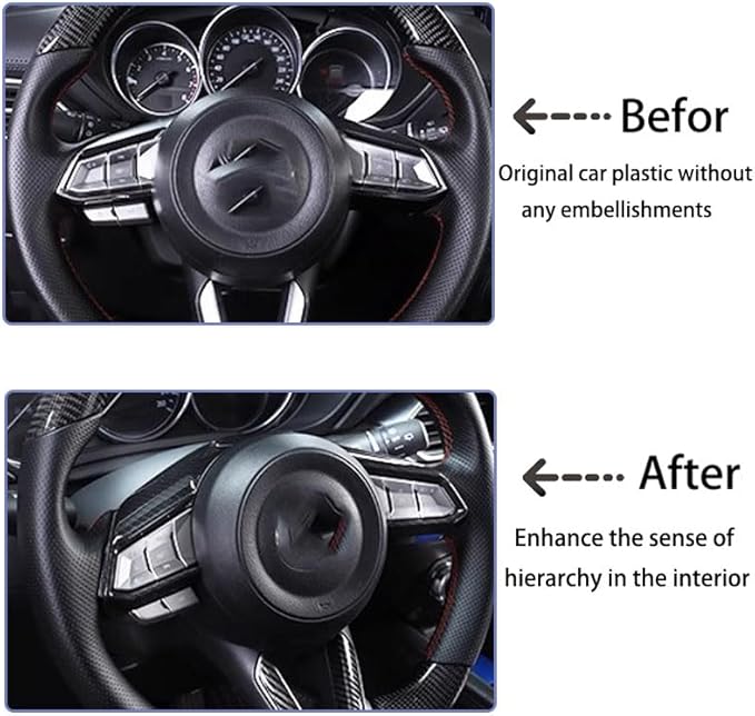 Car Accessories Fit for Mazda CX-5 CX5 2017-2023 for CX9 2016-2023 ABS Interior Steering Wheel Trim (Carbon Fiber) 1PC Set