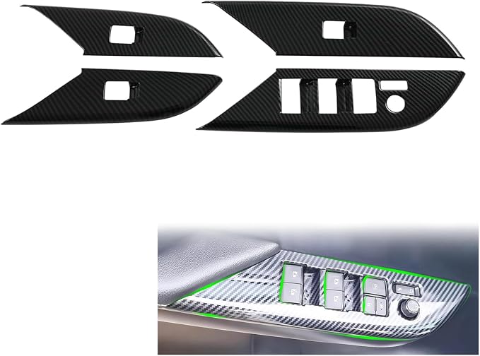 Window Lift Switch Panel Cover, Imitation Carbon Fiber Interior Decor Trim Compatible with Toyota Hilux 2016 2017 2018 2019 2020 2021 2022 2023 2024 2025