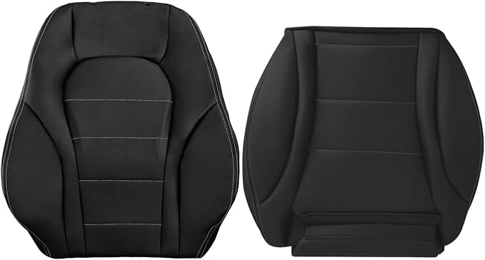 Driver Side Bottom & Top Back Black Perforated Leather Seat Cover Fit for 2015-2021 Mercedes Benz C-Class C200 C250 C300 C350 C350e C400