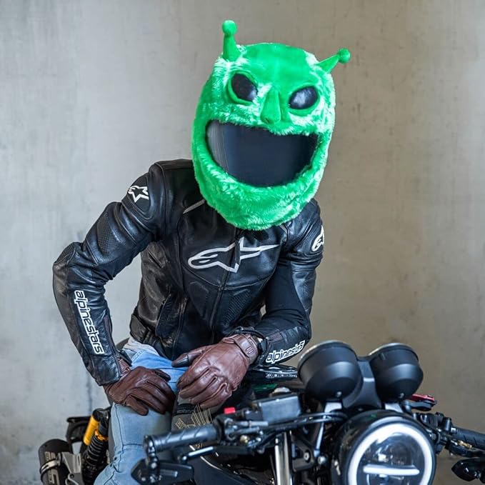 Moto Loot Helmet Cover for Motorcycle Helmet, Fun Rides and Gifts (Cover Only. Helmet Not Included) - Alien