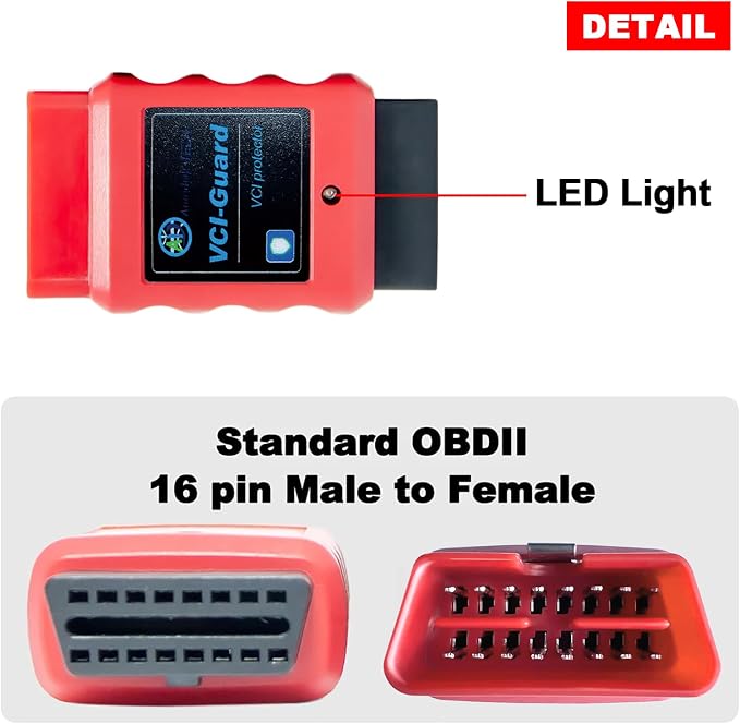 OBD Tool Protector,VCI-Guard OBD Pin/Port Protector for Physical and Electrically Protection,OBD2 16 Pin Male to Female Short-Circuit Protection Fits for OBD Diagnostic Scanner Tools/Code Reader