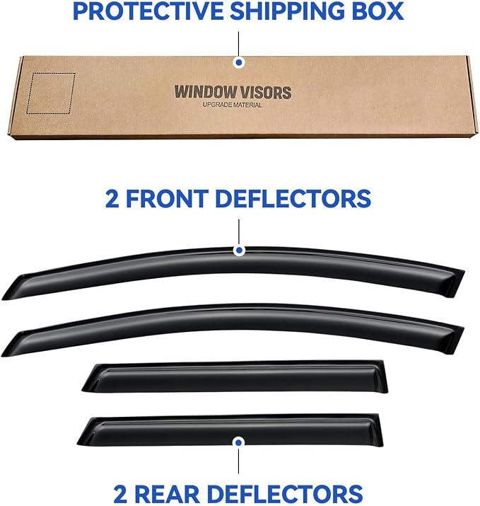 Window Visors Rain Guards Shield for 2009-2014 Nissan Murano, Out-Channel Window Vent Wind Deflectors Visors Shades for 09-14 Murano