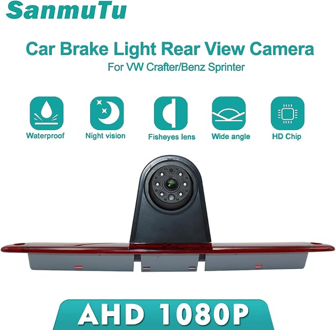 3rd Third Brake Light Backup Camera Roof Mount Fit for Mercedes-Benz Sprinter/Dodge Sprinter/VW Crafter/Vans/Transporter/Truck 2007-2019 Rear View Reverse Parking AHD 1080P Cam