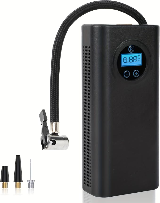 Tire Inflator Portable Air Pump, Cordless Air Compressor for Car Tires, Electric Pump for Ball, Bicycle, Motorcycle