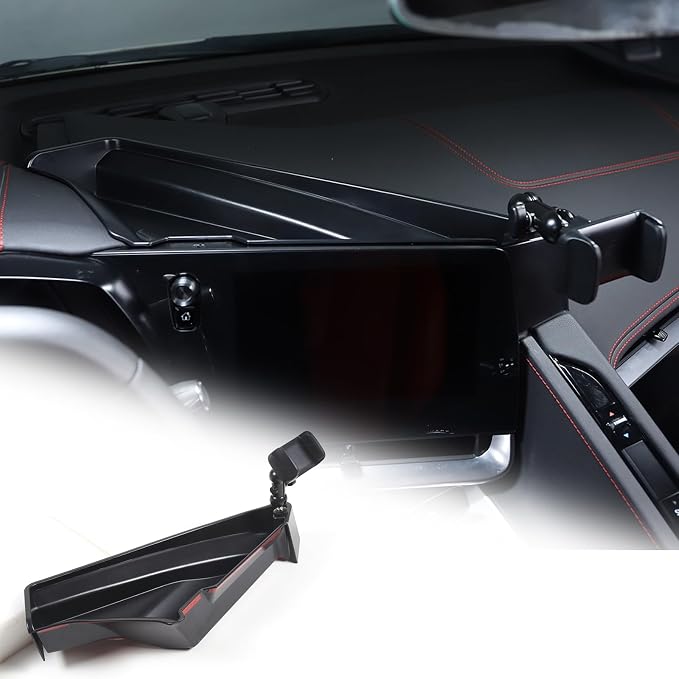 TOYCIDFG Dashboard Storage Tray Behind Navigation Screen with Phone Holder for Corvette C8 Stingray 2020-2026, Center Console Car Organizer Tray Interior Accessories (Type A)
