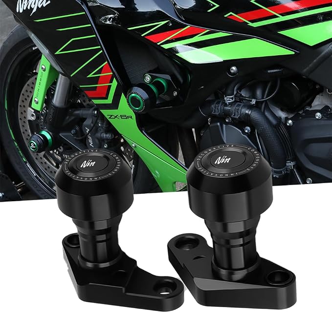 MotorCycle Frame Sliders Fit For Ninja ZX-6R 2024 2025 | zx6r falling Protection ninja zx-6r Anti Collision 2024 zx6r Accessories Frame Sliders 2025 zx6r Accessory ninja BK