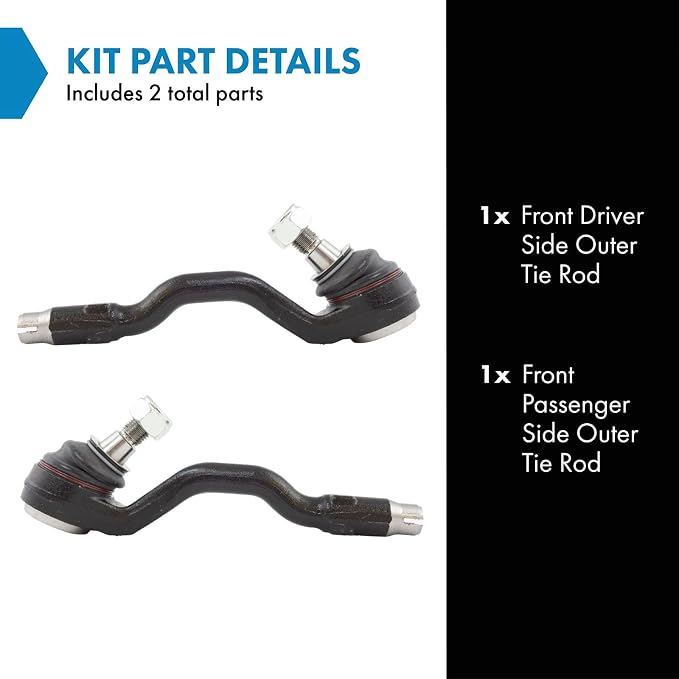 TRQ Outer Driver and Passenger Side Tie Rod Set 2 Piece Compatible with 2007-2013 BMW X5 2008-2014 BMW X6