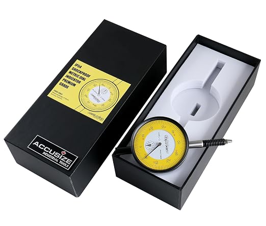 Accusize Industrial Tools 0-1mm x 0.01mm Plain Back IP54 Shockproof Metric Dial Indicator Premium Grade, P900-S002