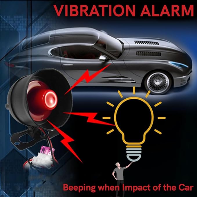 Riloer Vehicle Security Protection System, Universal 12V Car Alarm Device System with 2 Remote Controls, Anti-Theft Device Car Horn Siren Alarm