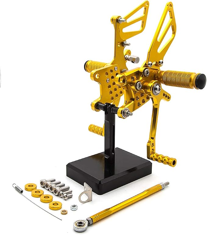 PROCNC Motorcycle Aluminum Rearsets Foot pegs Rear sets Footrest Fit for Suzuki GSXR1000 2000 2001 2002 2003 2004 GSXR750 1996-2005 SV650/SV650S SV1000/S 1998-2014 GSX600 2000-2005 (Gold)