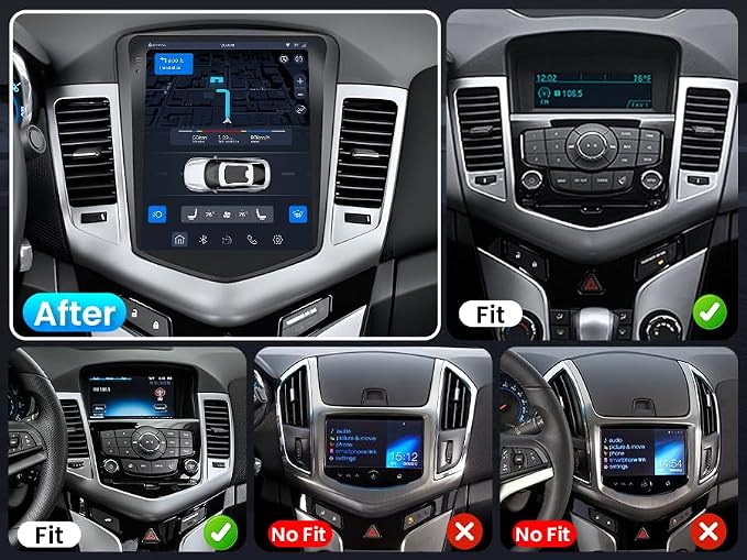 4 + 64GB ROM Android 15 Upgrade Car Radio for Chevrolet Chevy Cruze 2009-2015: 10.4 Inch 1024 * 768 HD IPS Tesla Style Touchscreen Stereo Wireless Carplay Andriod Auto Backup Camera GPS 5G WiFi FM