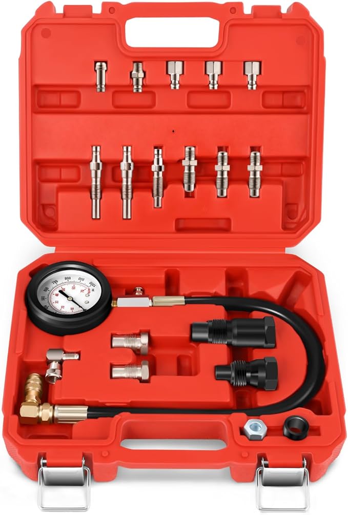 DNA Motoring TU-15A Diesel Engine Compression Gauge Tester with Gauge & Adapters, Cylinder Pressure Meter Teste Tool Kit for Cars Trucks, TOOLS-00337