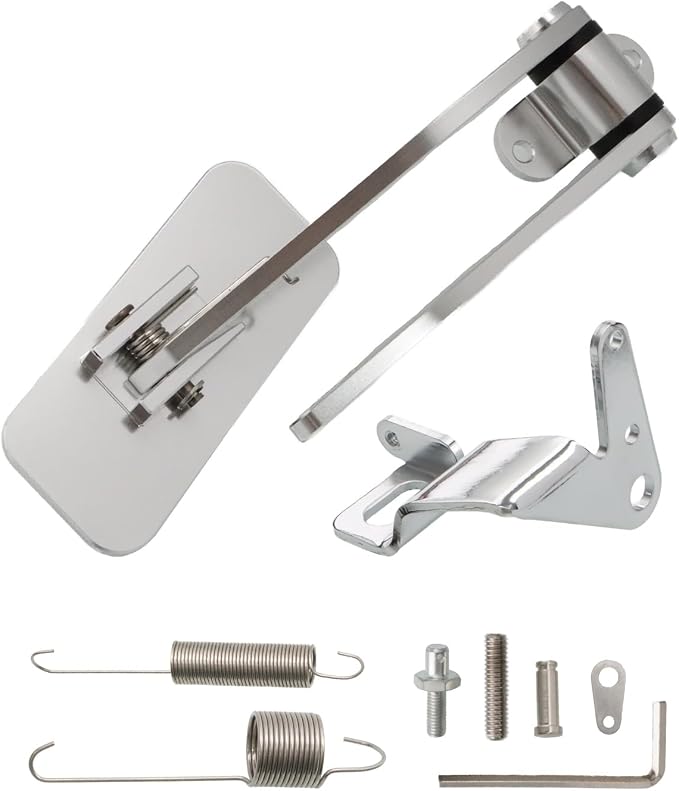 Universal Polished Aluminum Throttle Pedal (2" x 4-1/2") + 36" Stainless Steel Braided Throttle Cable Kit with 24" Sleeve, Carb Bracket & Spring
