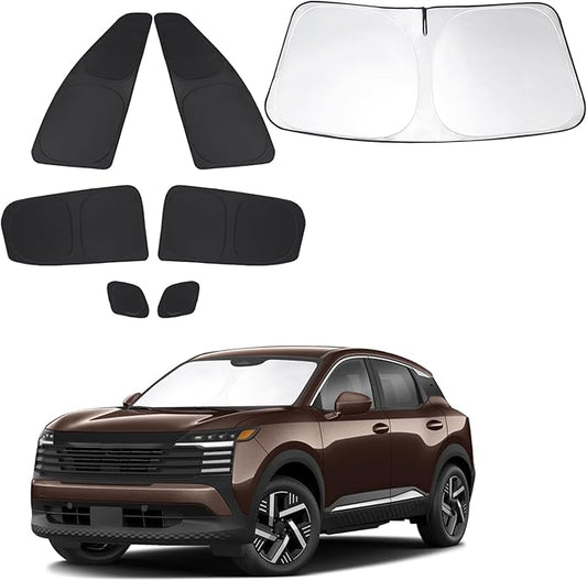 Windshield Sun Shade Car Windshield Foldable Full Windows Coverage Custom Fit for Niss-an Kicks 2025 2026 Accessories Car Window Shades Block Sun UV Rays 7PCS