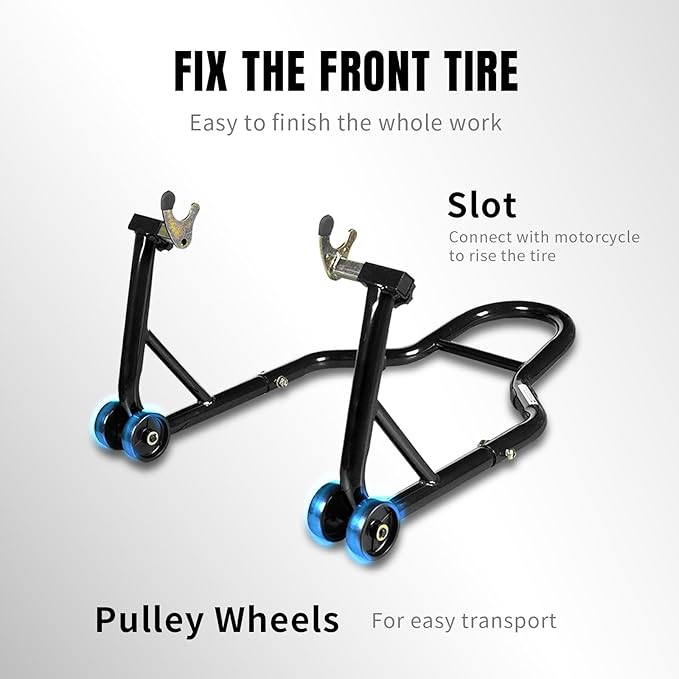 Motorcycle Stand Lift, Universal Paddock Lift Stand, 1100lbs Front Rear Combo Stand Lift Stand, Rear U+L Fork Swingarm Spool Stand 2-Pack Black
