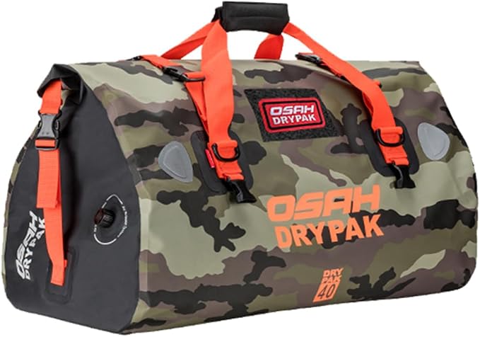 Waterproof Duffel& Luggage Bag - Motorcycle Dry Bag Tail Saddle Bags with Roll Top Closure,Large Storage Space,for Camping, Kayaking, Fishing & Traveling(Jungle, 40L)