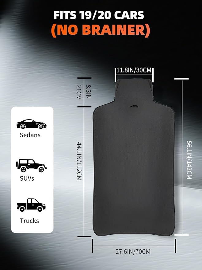 Car Seat Towel Cover Front & Rear Set, Waterproof Sweatproof Non-Slip Seat Protectors – Dual-Layer Microfiber Terry – Universal Fit for Cars, Trucks, SUVs – Embroidered Design (Gray, 3-Pack)