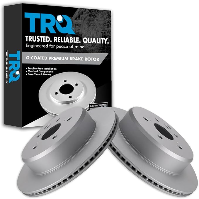 TRQ Rear Brake Rotor Set G Coated Vented Compatible with 2013-2020 Lexus GS350 GS450h GS200t GS300 IS200t IS300 IS350 RC200t RC300 RC350