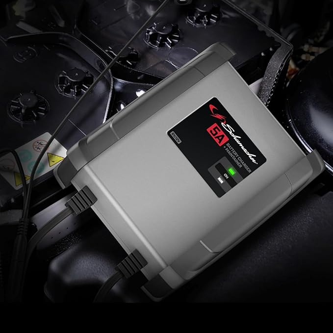 Schumacher Electric 6V / 12V Battery Charger & Maintainer - Multi-Stage Smart Charging with Quick-Connect Clamps - Fully Automatic 5A Car Battery Charger for Motorcycles, Lawn Mowers & More - SC1609