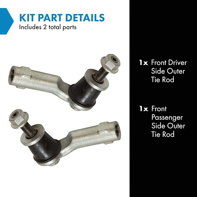 TRQ Outer Driver and Passenger Side Tie Rod Set 2 Piece Compatible with 2015-2017 Chrysler 200 2013-2016 Dodge Dart