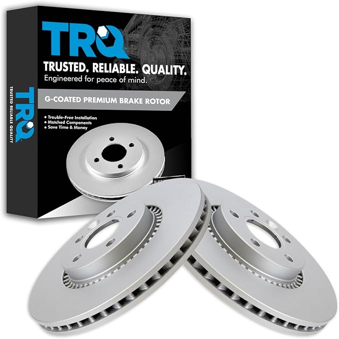 TRQ Front Brake Rotor Set G Coated Vented Compatible with 2008-2015 Land Rover LR2 2007-2018 Volvo S60 S60 Cross Country S80 V60 V60 Cross Country V70 XC70