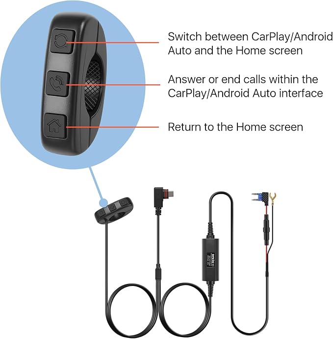 5 Inch Motorcycle CarPlay Screen with TPMS Sensors, Wireless Android Auto, Handlebar Control Power Cable, IP68 Waterproof Portable Motorcycle GPS Display
