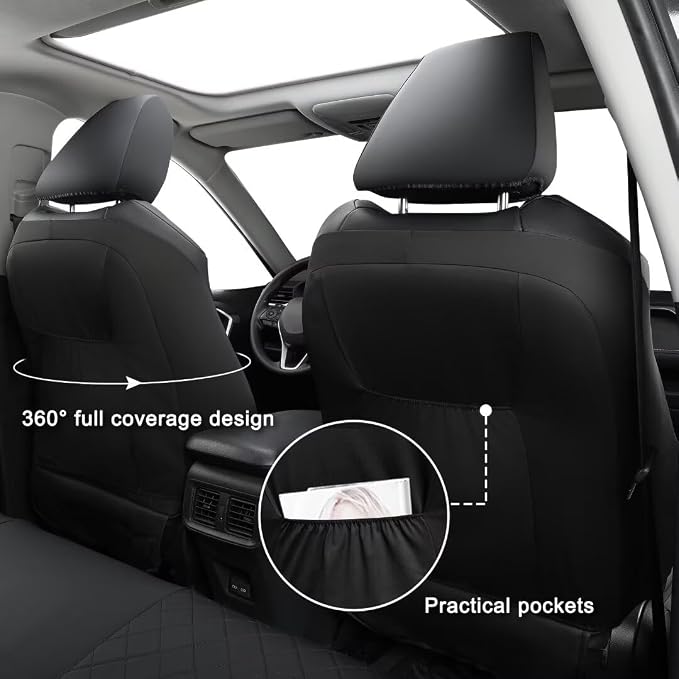 GIANT PANDA Custom Fit Toyota Corolla Front Car Seat Covers 2020 2021 2022 2023 2024 Corolla L LE, Luxury Stitch Seat Covers for car, Faux Leather Polyester Fiber Auto Interior Covers (2 Pack, Black)