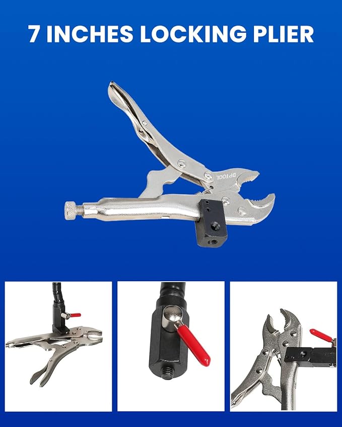 Disc Brake Rotor Gauge Ball Joint Prop Shaft Runout Flatness Measure Tool Clamping Dial Indicator Set with Dial Indicator Gauge, 7 in Locking Pliers and 360° Flexible Stem Holder, Dial Gauge Set