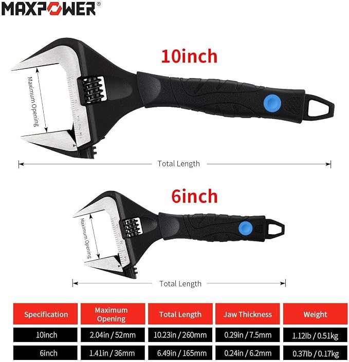 MAXPOWER Tongue and Groove Pliers and Adjustable Wrench Set