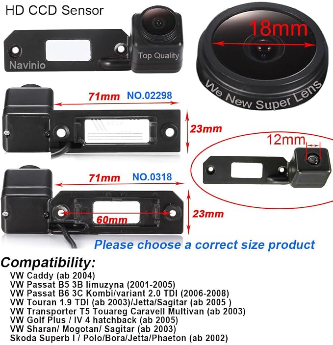 1280*720 pixels car rear view backup camera parking Vehicle camera replacement for VW Caddy Passat B5 B6 Kombi Variant Transporter T5 Touran Jetta Golf 4 IV Sharan Polo Touareg Skoda Superb Pssat 3C