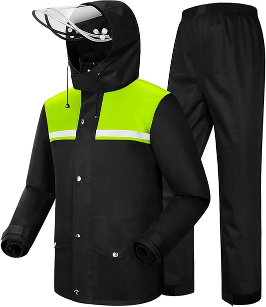 iCreek Rain Suit Waterproof Jacket and Pants Hi Vis Raincoat for Men and Women Reflective Outdoor for All-Sport Work