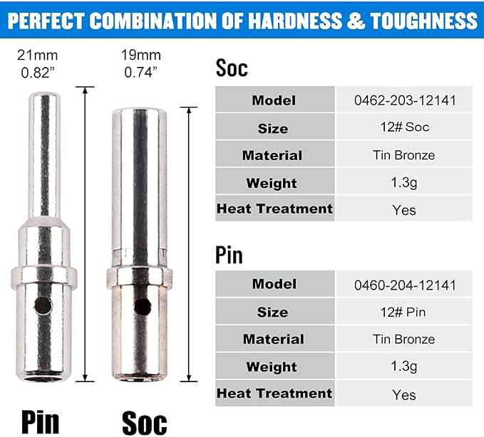 JRready ST5257-PRO Deutsch Connector Tool Kit for 16#12#20# Solid/Stamped Contacts + ST6257 DTP Solid Barrel 12# Contacts DTP Connector Terminal KIT 20 PCS 0460-204-12141 and 20 PCS 0462-203-12141