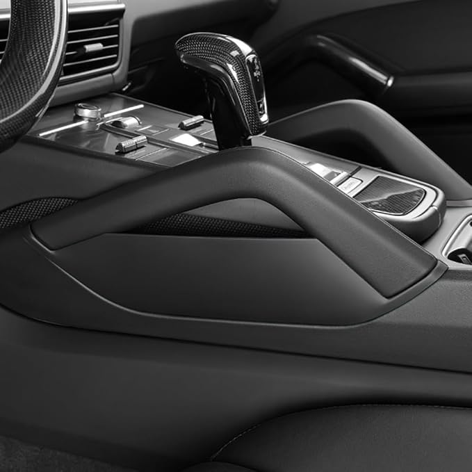 Car Center Console Armrest Side Storage Box Mobile Phone Box Holder Organizer Cover Trim for Porsche Cayenne 2018-2026 Car Accessories (Black)