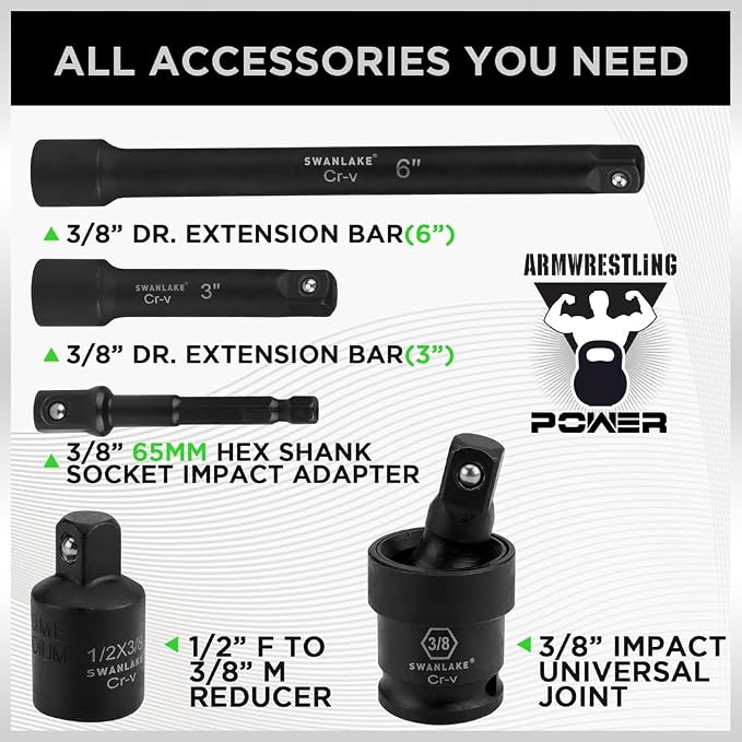 Bundled products-2 items: 50PCS 3/8" Drive Impact Socket Set & 232PCS Screwdriver Bit Set