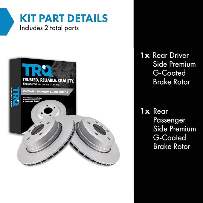 TRQ Rear Brake Rotor Set G Coated Vented Compatible with 2004-2010 BMW X3