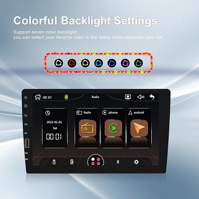 9 Inch Single Din Car Stereo Wireless Carplay Android Auto, 1 Din Touch Screen Car Radio FM AM Audio Receiver with Bluetooth EQ SWC Mirror Link, Backup Camera Mic