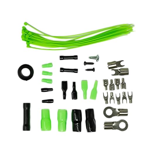 SoundBox 4 Gauge Amplifier Wiring Complete Kit, Extra Long 20 Foot Power & RCA Cables - Green