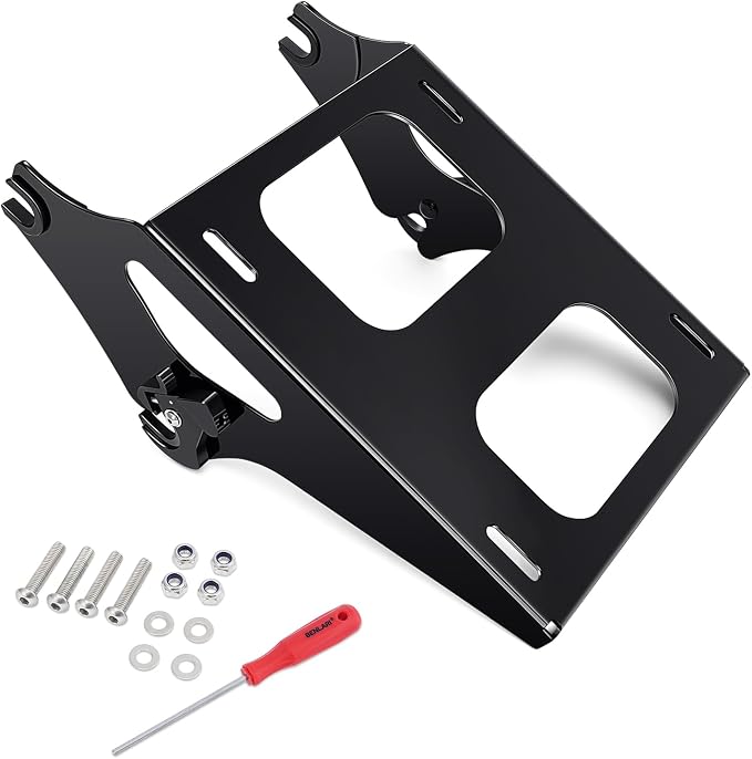 Benlari Thicker Tour Pack Mount Detachable 2-Up Trunk Tour Pack Mounting Rack，Fit for Harley Davidson Touring Street Glide Road King Road Glide Electra Glide 2014-2024 (Black)