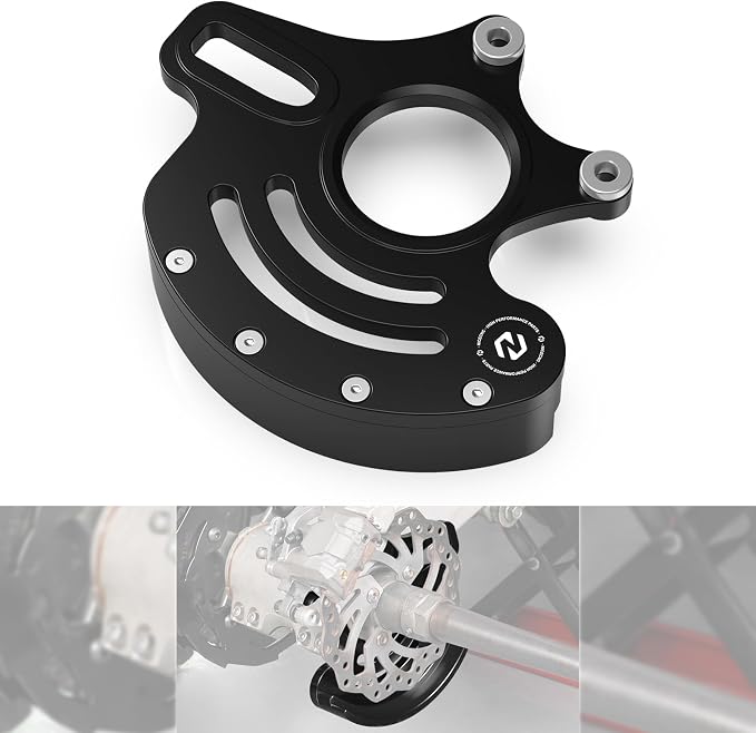 NICECNC Rear Brake Caliper Bracket Disc Rotor Cover Aluminum Compatible with Yamaha Raptor 700 700R 2006-2012, Replacement for 1S3-25721-01-00, Black