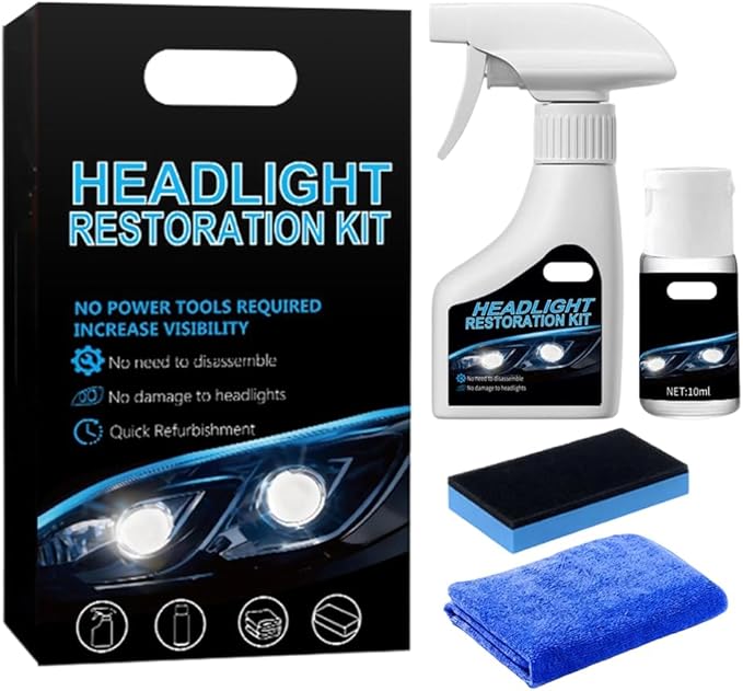 Automotive Headlight Restoration Kit,2026 New Coating Headlight Cleaner for Cars Trucks Motorcycles & RVs - Restore Yellowing Cloudy & Foggy for Commuters No Sanding (1PC)