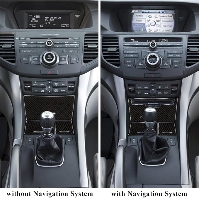 AeroBon TSX Real Carbon Fiber Interior Trim Overlay Compatible with 2009-2014 Acura TSX Sedan 2011-2014 Acura TSX Sport Wagon, 3-Piece Center Storage Panel and Cigarette Lighter Cover Trim Set