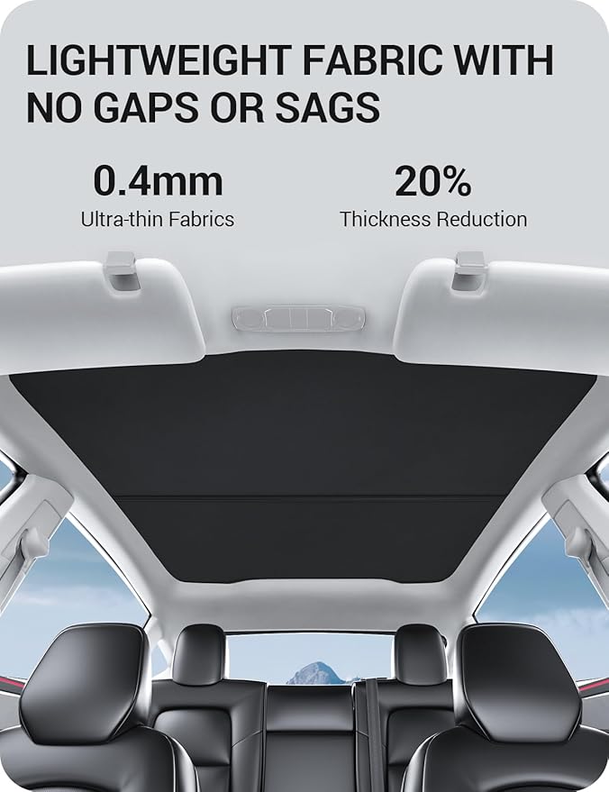 BASENOR 2026 2025 Tesla Model Y Juniper Sunshade Roof [No Gap] [Nano Ice-Crystal] Heat Insulation Foldable Sunroof Cover, UV Protection Shade for Model Y Black