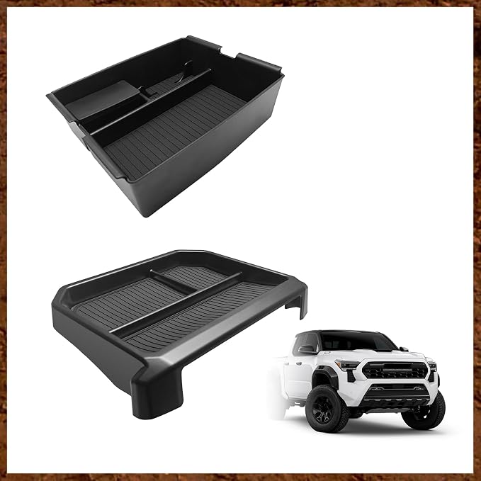 Muslogy Dashboard Storage Box & Center Console Organizer Compatible with 2024 Tacoma Accessories 8-inch Screen & Middle Console Storage Box ABS Material with Anti-Slip Mats