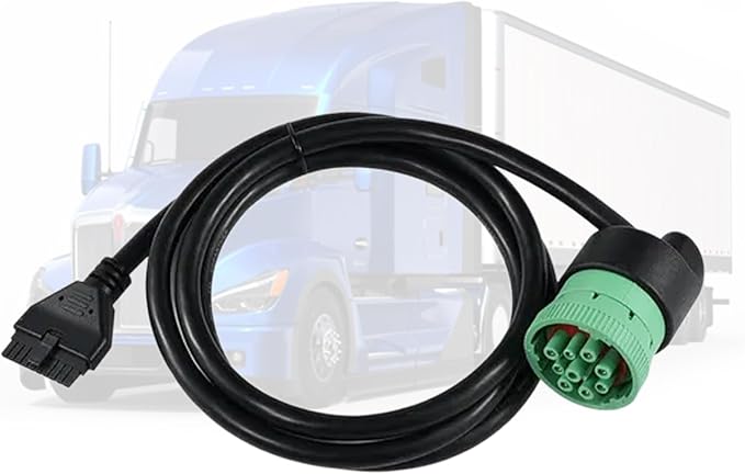 J1939 9 Pin Green to 10 Pin Adapter Cable for PT30 ELD Devices - Heavy Duty Truck Diagnostic Connector for Freightliner Kenworth Peterbilt Westernstar Volvo, SAE J1939 Type 2 ELD Cable