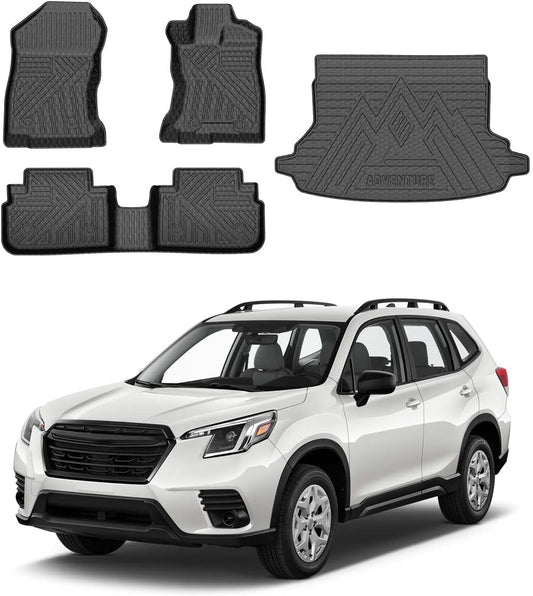 Powerty Floor Mats & Cargo Liner for 2019-2024 Subaru Forester Accessories Cargo Mats TPE All Weather Floor Liners Heavy-Duty Trunk Liners Trunk Mat 3PCS