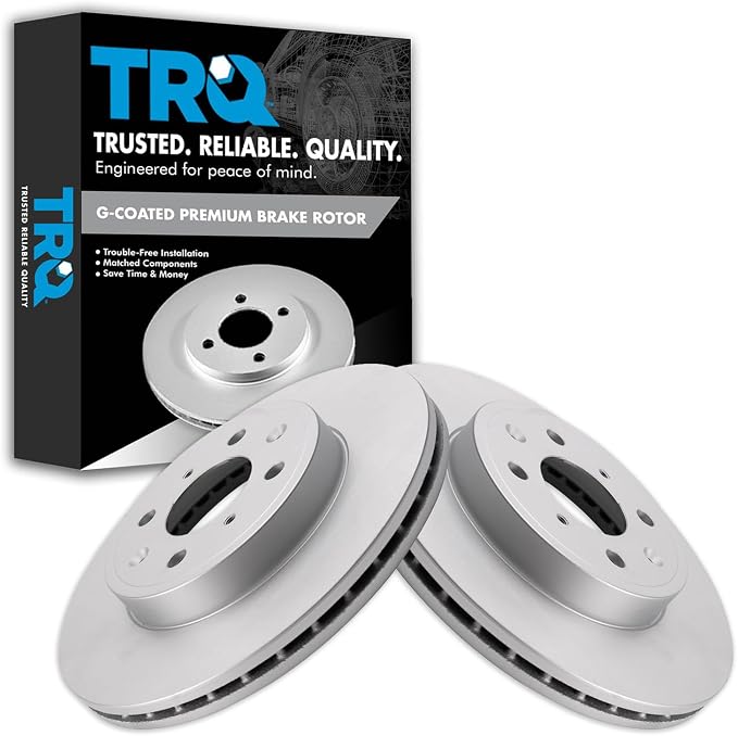 TRQ Front Brake Rotor Set G Coated Vented Compatible with 2015-2020 Honda Fit
